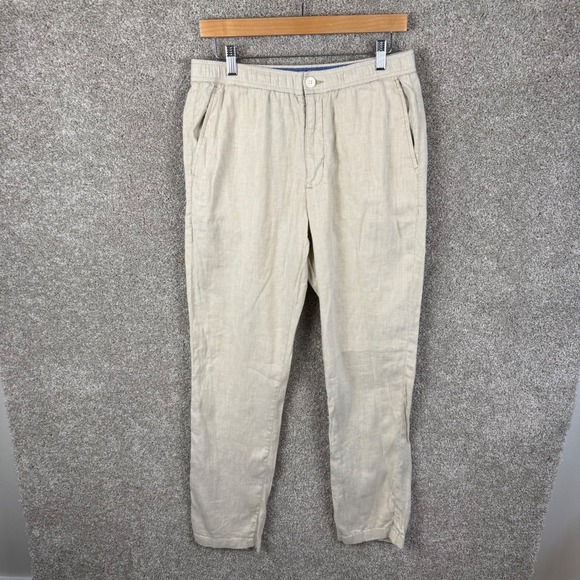 Tommy Bahama Mens Size Medium Linen Blend Drawstring Pants Beige Khaki - Picture 2 of 7